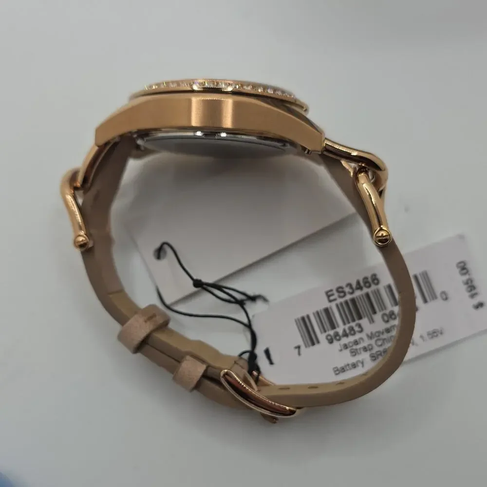 Fossil ES3466 Women’s Rose Gold-Tone Crystal Bezel Quartz Chronograph w/ Box